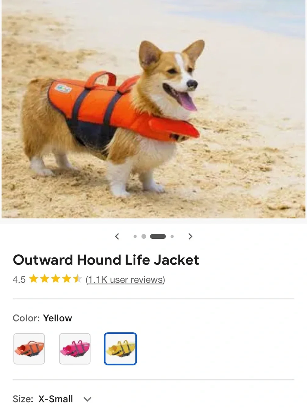 Outward Hound Orange Dog Life Jacket - Secure Fit with Handle NWT
